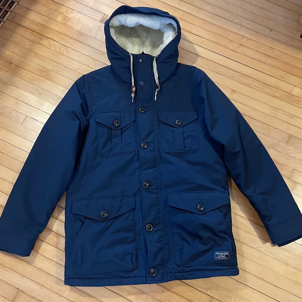 ABERCROMBIE & FITCH Trekking Parka Jacket Coat Sherpa Lined Hood Dual Zip Unisex